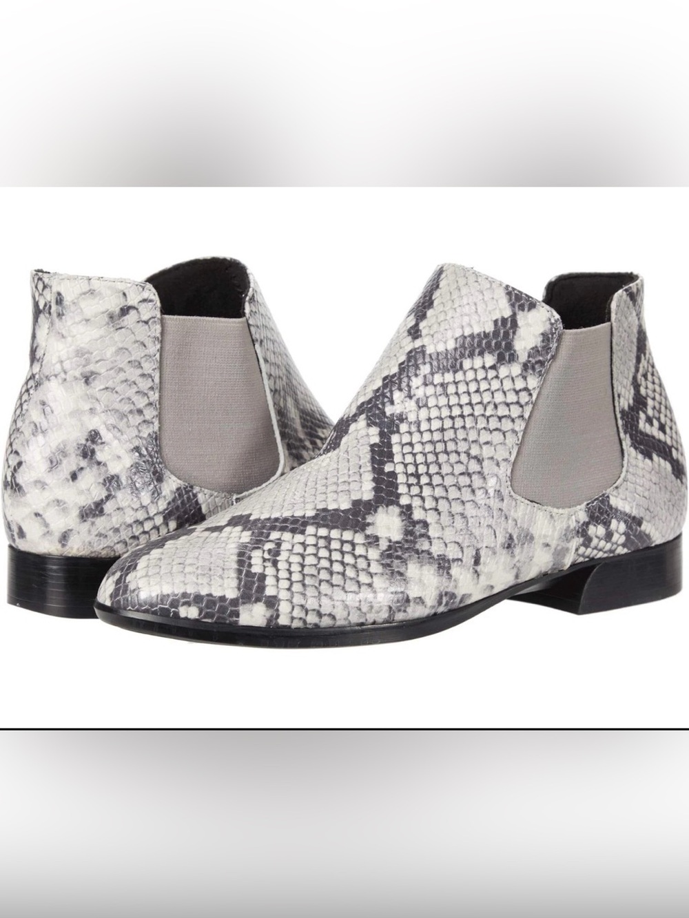 Munro Cate Women's Grey Black Snake-Print Chelsea Booties Boots 8.5 8 1/2 M NEW